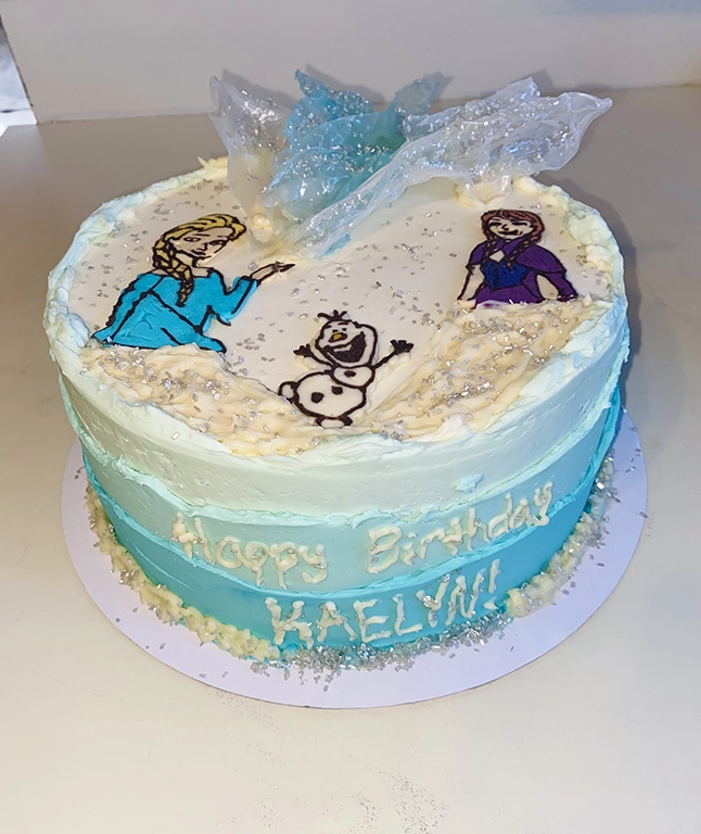 Frozen themed Birthday cake in Lancaster Pennsylvania by Sweet Creations Bakery